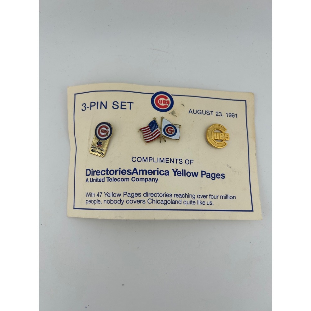 Vintage Chicago Cubs‎ Directories America Yellow Pages 3 Pin Set August 23 1991